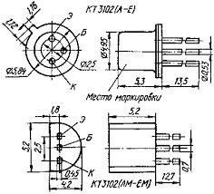 КТ3107Е транзистор PNP (200мА 25В) (h21е: 120-220) 0,3 W (ТО92) | Зображення 3