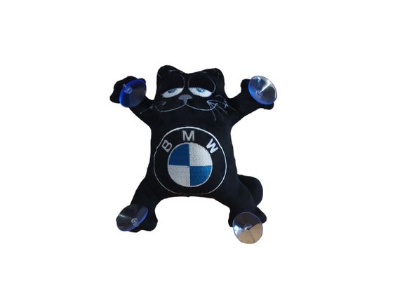 Игрушка кот Саймона в машину c вышивкой BMW бмв черный  автомобилисту 01585 | Зображення 1