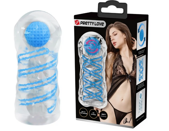 Мастурбатор із внутрішньою спіральною структурою і стимулювальною кулькою Pretty Love — Transparent masturbator Sex Aura