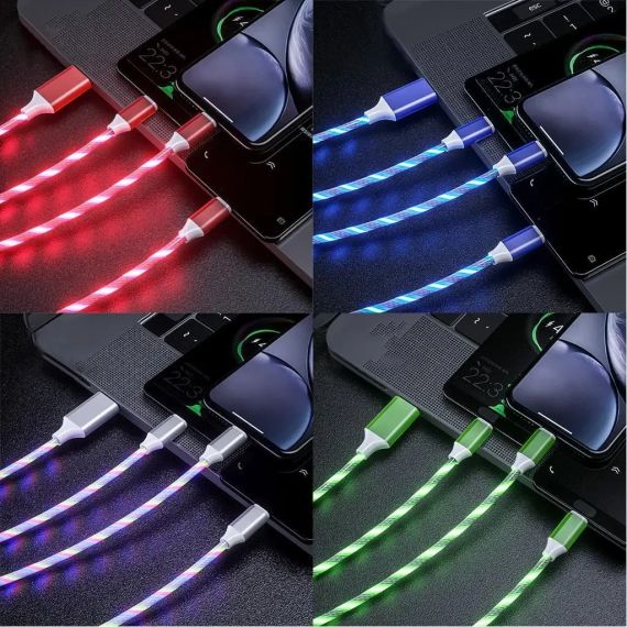 Кабель Micro/type-c/iphone 1м ABL LED | Зображення 3