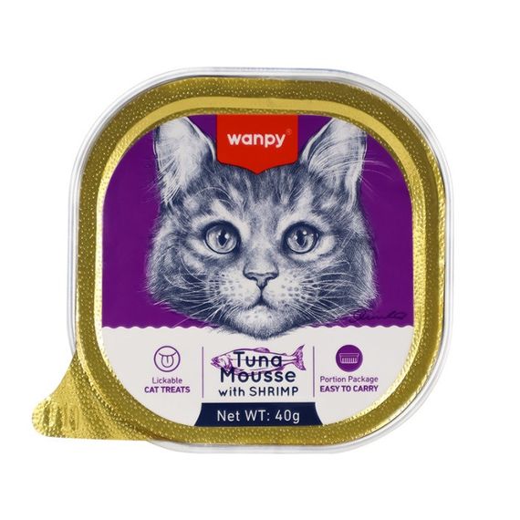 Вологий корм для котів з тунцем та креветками Wanpy Cat Tuna & Shrimp Mousse, 40 гр