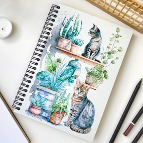 Скетчбук Котик та квіти 18x21 см (BDP_23S041)