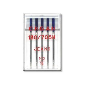 Голки швейні для джинсу ORGAN JEANS №100 пластиковий бокс 5 штук для побутових швейних машин