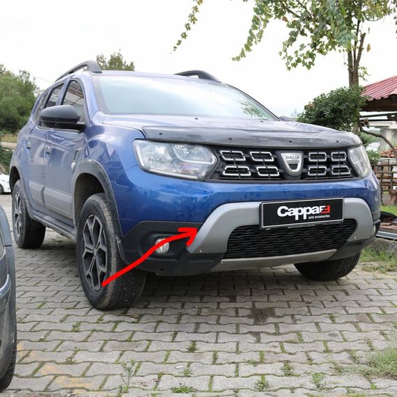 Накладка на передній бампер верхня (ABS, сіра) для Dacia Duster 2018-2024 рр | Зображення 3
