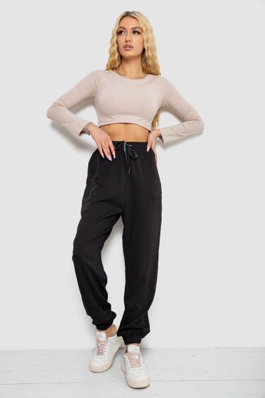 Штани жіночі катонові, колір чорний, 244RLE-075 | Зображення 1