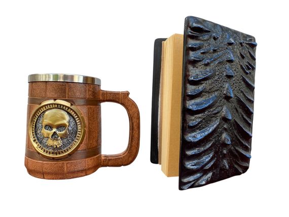 Подарунковий набір Кухоль 3D Череп Gold Rose та Блокнот 3D «Книга Тіней і Глубін» | Зображення 1