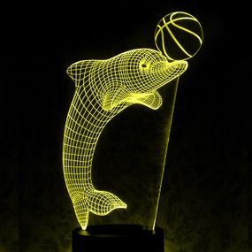 Акриловый светильник-ночник Дельфин с мячом желтый tty-n000978