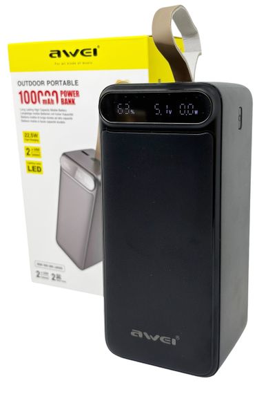 Power Bank 100000 mAh 22,5W з кабелем Type-C P101K зарядка зовнішній акумулятор павербанк швидка зарядка | Зображення 1
