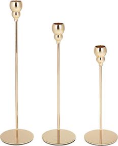 Набір 3 декоративних свічника "Nottingham" 23см/28см/33см, сталеві, золотого кольору