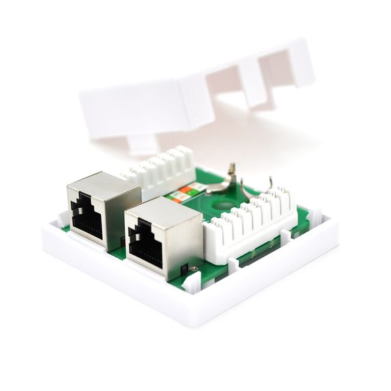 Розетка RITAR FTP 8P8C RJ45 2 порт Cat-6,  накладна біла Q500