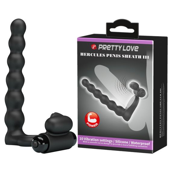 Кільце-насадка для подвійного проникнення - Pretty Love Hercules Penis Sheath III Black