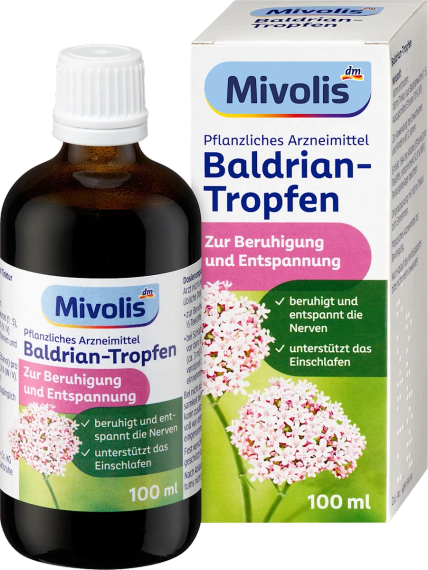 Краплі з валеріаною "Mivolis" для заспокоєння нервової системи та покращення сну, 100 мл. — натуральний засіб проти стресу