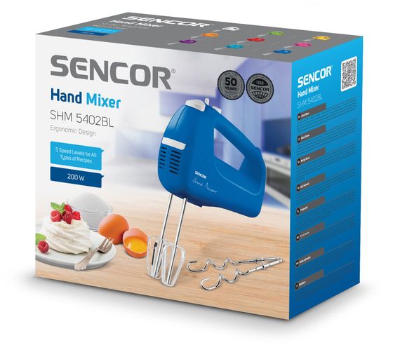 Міксер Sencor  ручний 200Вт, насадки-2, турборежим, 5 швидкостей, синій (SHM5402BL) | Зображення 8