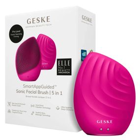Электронная ультразвуковая щетка для лица GESKE Sonic Facial Brush 5в1 gray, Малиновый