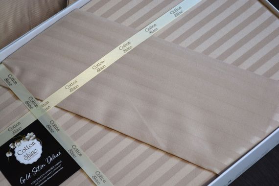 Постільна білизна Cotton Shine Stripe Satin 200х220 Cappuccino | Зображення 1