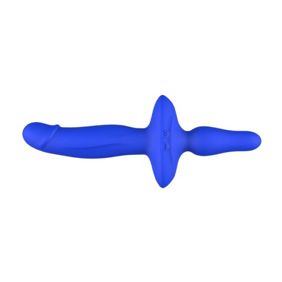 Двойной вибратор с анальным стоппером Chisa Kissen Ritter синий sexstyle | Зображення 4