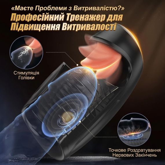 Автоматичний чоловічий мастурбатор з язичком силіконовий оральний стимулятор 10 режимів вібрації для чоловіків | Зображення 5