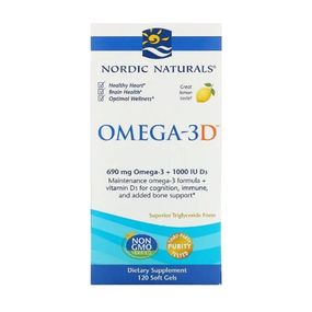 Омега 3 Nordic Naturals Omega-3D 1000 mg 120 Soft Gels Great Lemon taste
