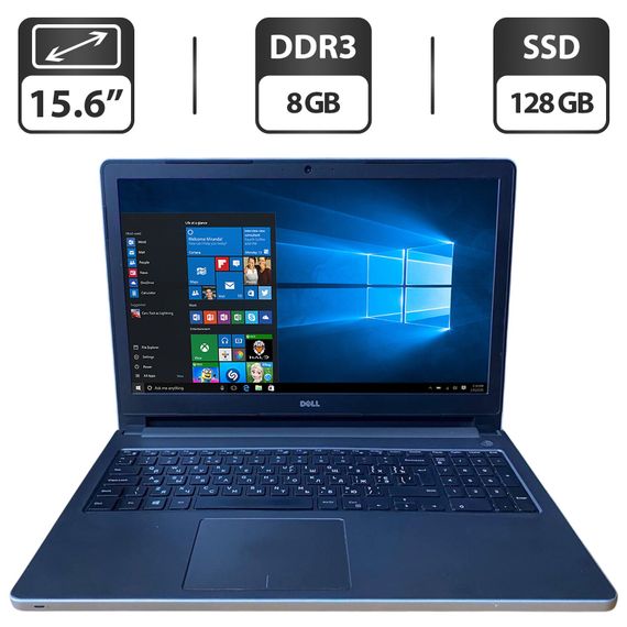 Ноутбук Б-класс Dell Inspiron 5558 / 15.6" (1366x768) TN / Intel Core i5-5200U (2 (4) ядра по 2.2 - 2.7 GHz) / 8 GB DDR3 / 128 GB SSD / Intel HD Graphics 5500 / WebCam / HDMI б/у