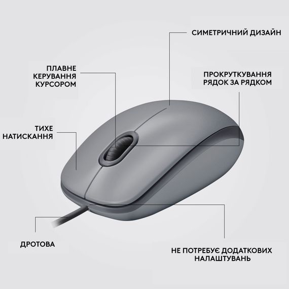 Мишка Logitech M110 Silent USB Mid Gray (910-006760) | Зображення 6