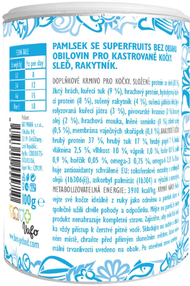 Ласощі для стерилізованих котів Brit Care Cat Snack Superfruits Herring, оселедець і обліпиха 100г | Зображення 1