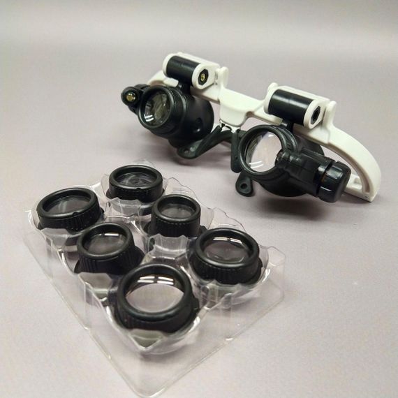Очки лупа бинокулярные с LED подсветкой Magnifier 9892Н-2 - 4 линзы | Зображення 1