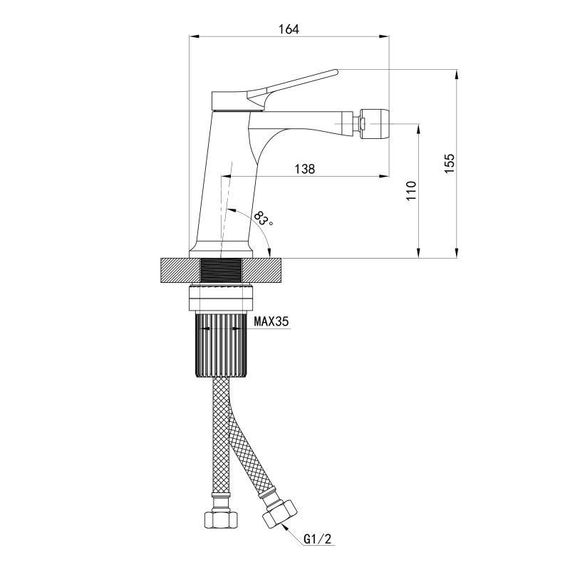 Змішувач для біде Qtap Arvin QTARV255CRM48642 Chrome | Зображення 1