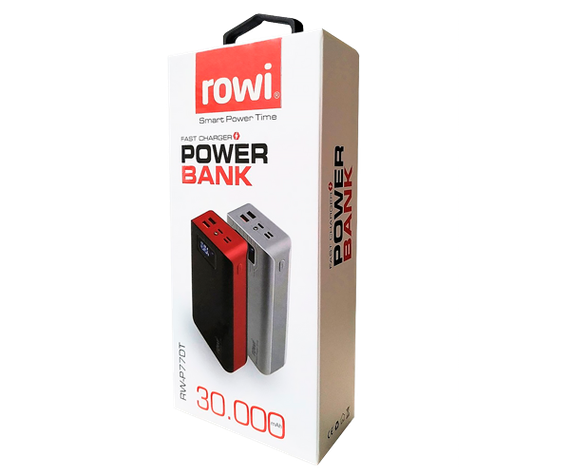Повербанк (портативний акумулятор) Rowi Powerbank 30000 mAh RW-P77DT 10W сірий (RW-P77DT_1176) | Зображення 5