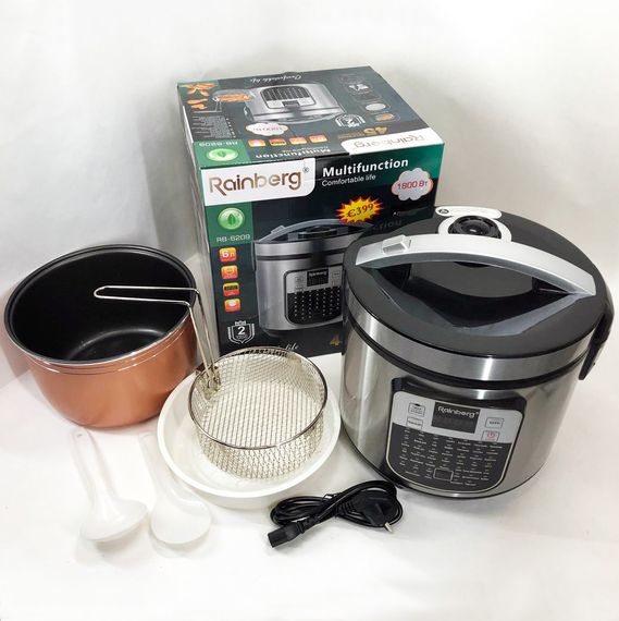 Мультиварка пароварка Rainberg RB-6209 45 програм 6 л 1000W, Сенсорна мультиварка рисоварка | Зображення 3