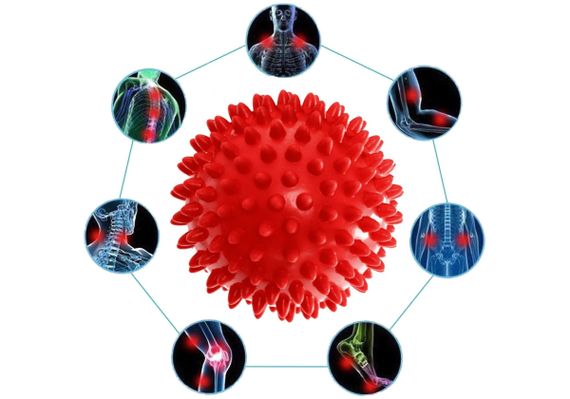 Масажний м'ячик EasyFit PVC 7.5 см м'який (надувний) червоний (EF-1058-R) | Зображення 1