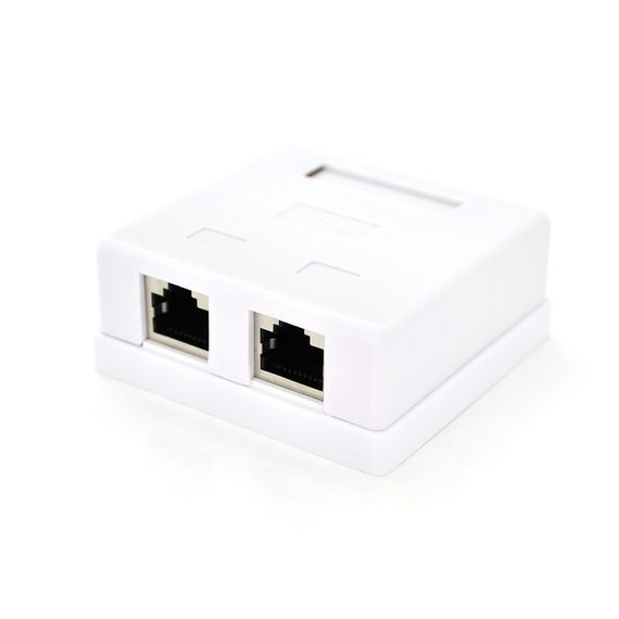 Розетка RITAR FTP 8P8C RJ45 2 порт Cat-5,  накладна біла Q500