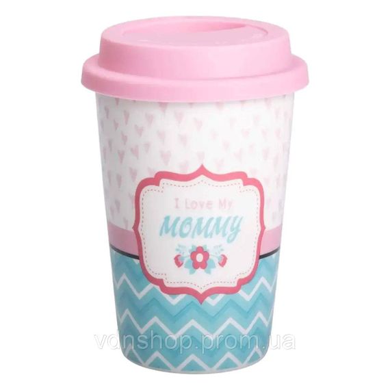 Стакан фарфоровый 420 мл с силиконовой крышкой I love my mommy RX-N240288LM