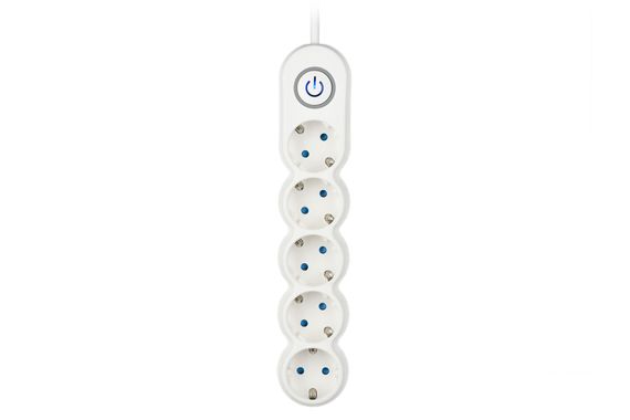 Сетевой фильтр 2Е Plus 5XSchuko с выключателем, 3G*1.0мм, 3м, white (2E-U05VESM3W) | Зображення 1