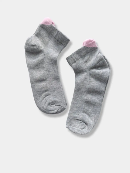 Шкарпетки короткі для дівчинки сіточка з малюнком сердечка Twinsocks  сірі