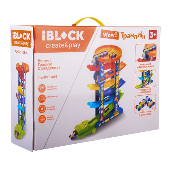 Ігровий набір PL-921-266 IBLOCK у вигляді треку, в комплекті: 3 одинарні машинки, 1 потрійна машинка, в коробці (6978889060177) | Зображення 3