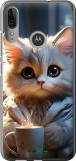 Чохол на Motorola Moto E6 Plus Білий кіт "5646u-1780-2448"