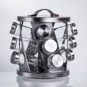 Карусель для специй 12 баночек по 100 мл, хром HP-1368