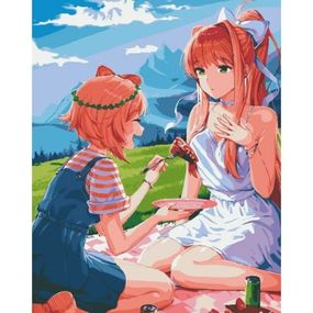 Уцінка. Картина по номерах "Аніме. Doki Doki Literature Club!" 40x50 см - брудний кут, порвано слюду