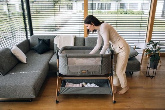 Приліжкове ліжечко та стільчик для дитини Nest & Feed 2 в 1 FreeON, grey (Від народження) | Зображення 4