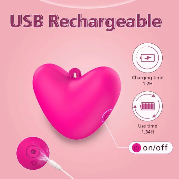 Мини-вибратор клиторальный Every Night Toys Eileen сердце, светло-розовый, 10 режимов вибрации sexstyle | Зображення 3