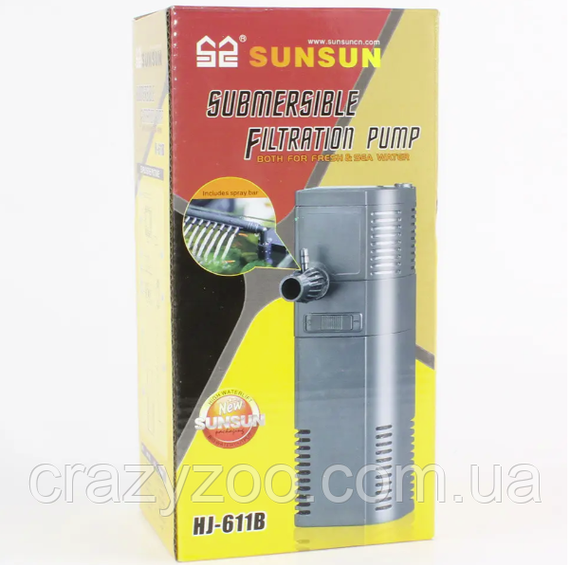 Внутрішній фільтр для акваріума SunSun HJ-611B 6 Вт 450 л/год до 100 л | Зображення 1