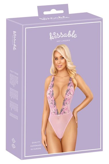 Ніжний рожевий боді з глибоким вирізом Kissable S/M Sex Aura | Зображення 4
