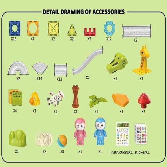 Конструктор 104 детали Magic Magnetic Blocks. Animal Paradise