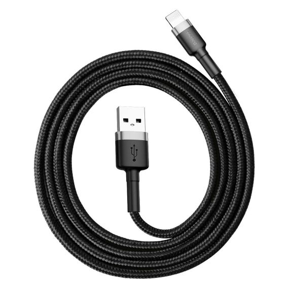 Кабель Baseus Cafule Cable USB For Lightning 2.4A 1m Gray+Black | Зображення 3