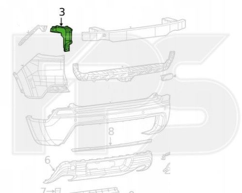 Праве кріплення заднього бампера JEEP CHEROKEE 19-, 68287861AA