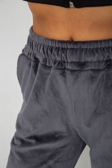 Спортивные штаны велюровые женские на флисе, цвет серый, 238R350 | Зображення 4