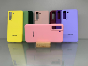 Samsung S21 FE Протиударний чохол з логотипом софт тач рожевий