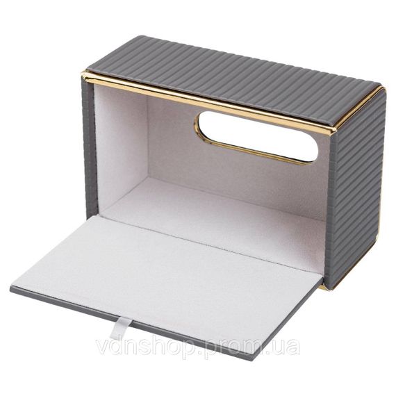 Салфетница из эко кожи 21.5х13х9 см органайзер для кафе и ресторанов Серый HP-3-203G | Зображення 2