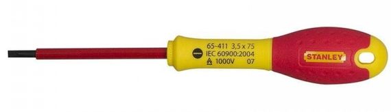 Викрутка Stanley FatMax, шліцьова, SL 3.5х75мм, 1000 В (0-65-411)