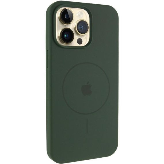 Чохол Silicone Case Full Protective (AA) V2 with MagSafe для Apple iPhone 14 Pro (6.1") Бежевий / Desert Gold Зелений / Cyprus Green
